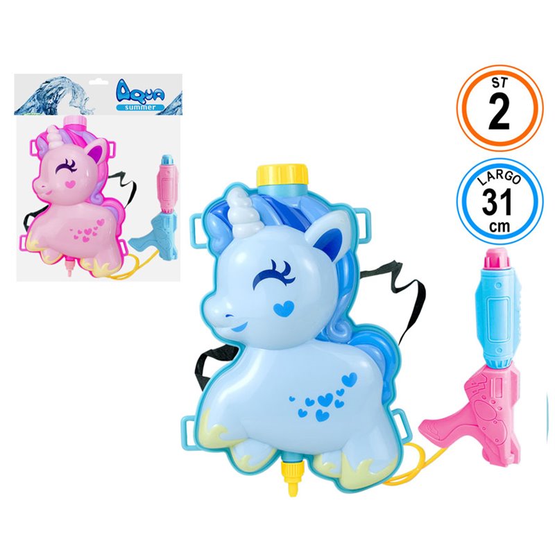 PISTOLAS AGUA CON TANQUE DE UNICORNIO 28x26CM 2 ST.