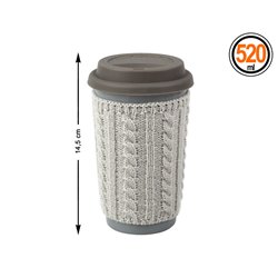 TAZA JERSEY GRIS 14.5X9CM TAPA SILICONA 520 ML