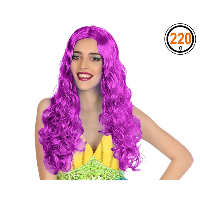 PELUCA LARGA FANTASIA ONDULADA FUCSIA