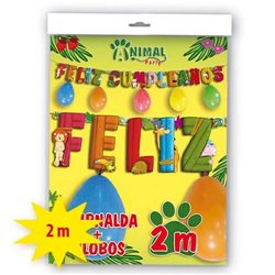 GUIRNALDA + GLOBOS FELIZ CUMPLEAÑOS 2 Mtrs.