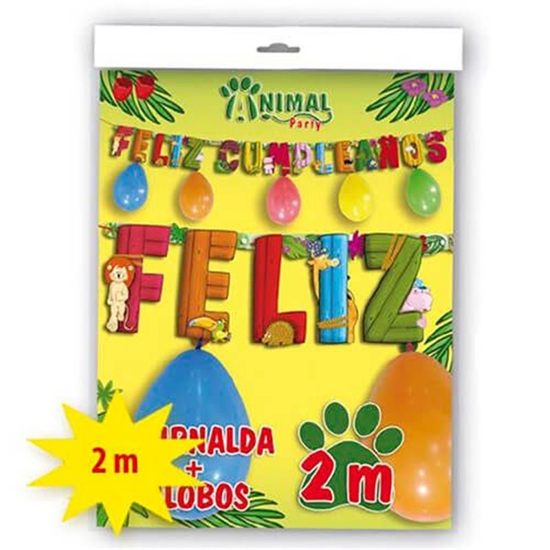GUIRNALDA + GLOBOS FELIZ CUMPLEAÑOS 2 Mtrs.