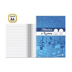 GOLDEN CUADERNO MUSICA Y LETRA CUADRICULA A4