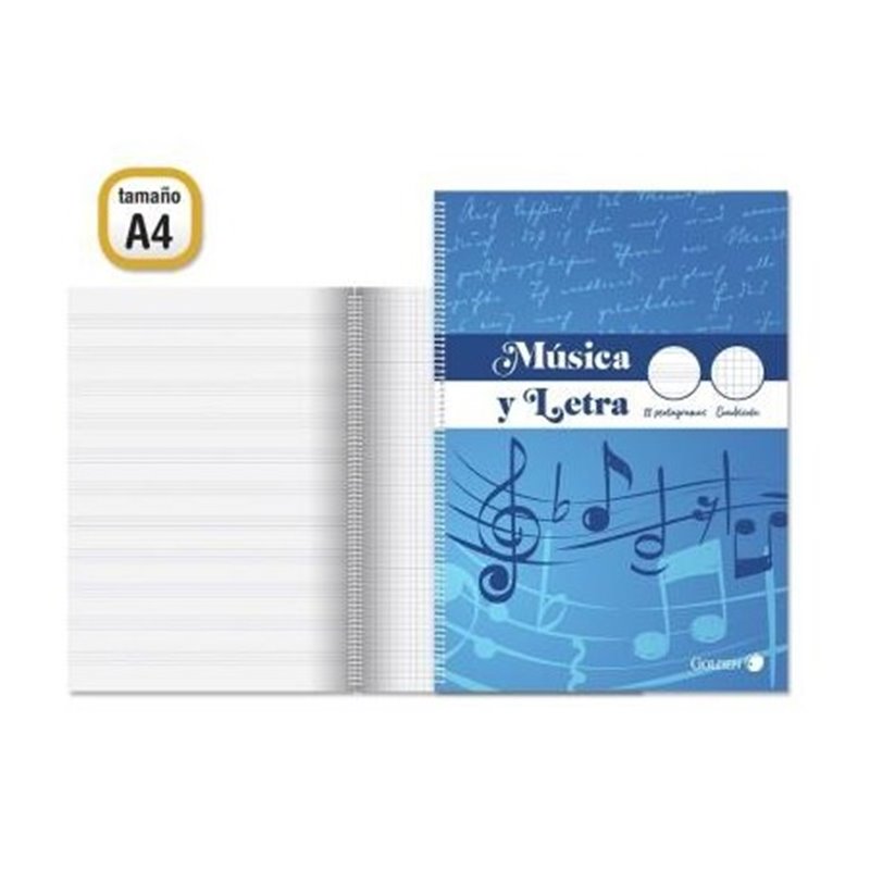 GOLDEN CUADERNO MUSICA Y LETRA CUADRICULA A4