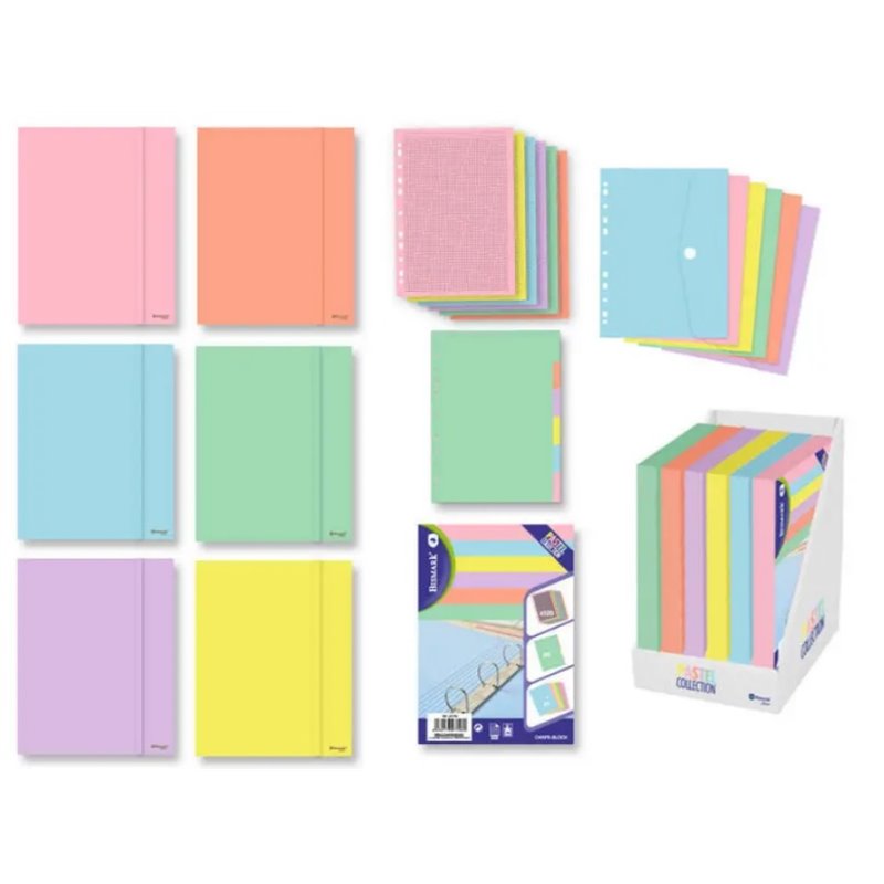 CARPETA A4 ANILLAS 40MM C/RECAMBIO 120H COLORES PASTEL SURTIDOS