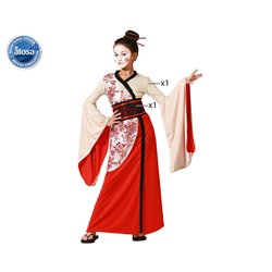 DISFRAZ GEISHA JAPONESA BEIGE VESTIDO NI�A