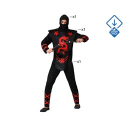 DISFRAZ NINJA NEGRO ROJO ADULTO