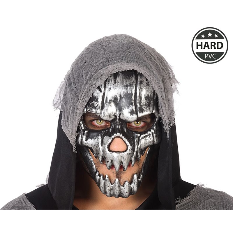 MASCARA CALAVERA PLATEADO PVC