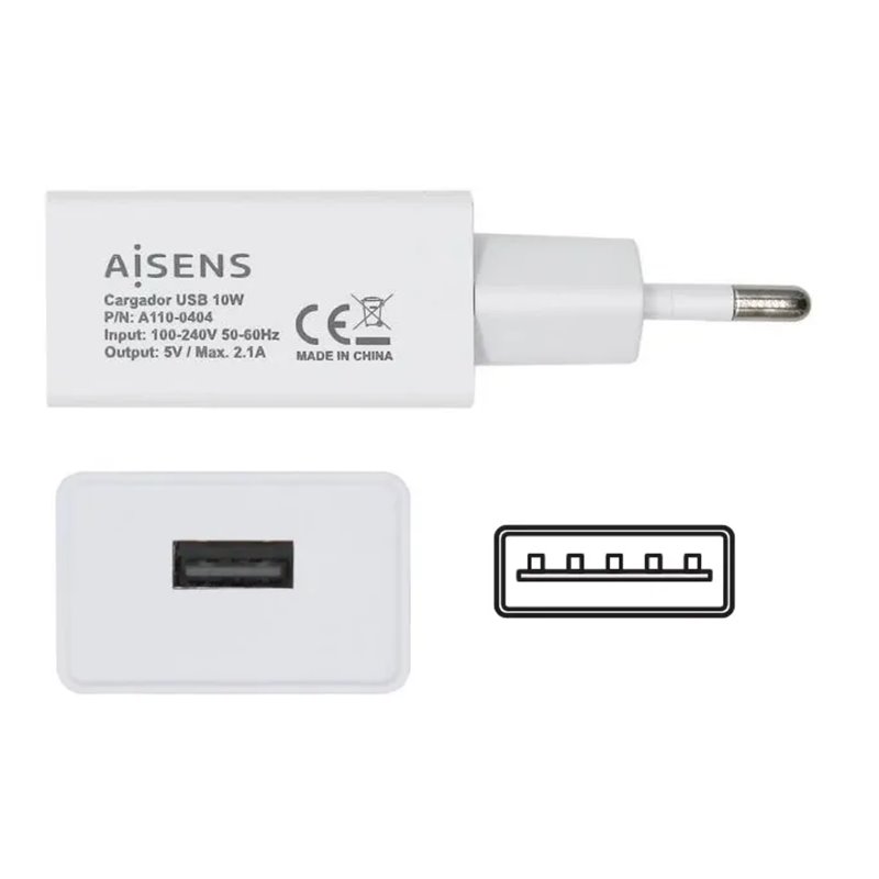 CARGADOR USB 10W 5V/2A BLANCO