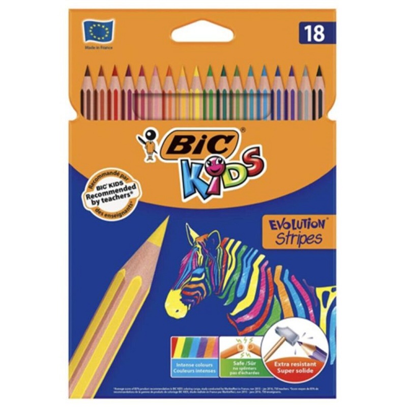 BIC LAPICES DE COLORES KIDS EVOLUTION STRIPES 18 UD