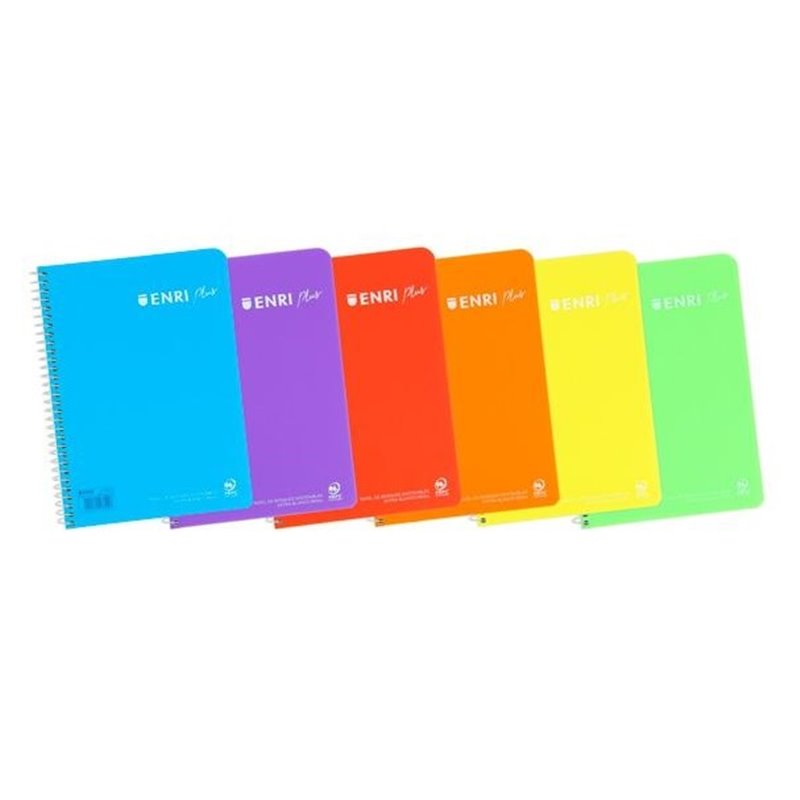 LIBRETA ESPIRAL 80 HOJAS 90GR 4X4 C/M TAPA PLASTICO CUARTO SURT.