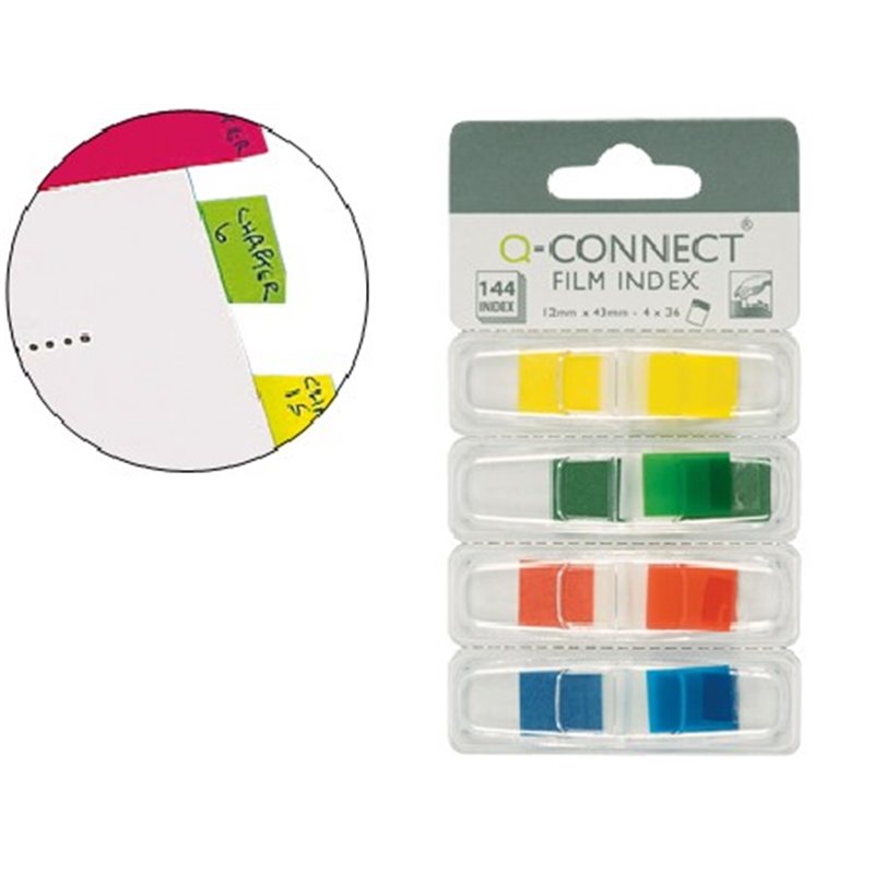 BANDERITAS SEPARADORAS Q-CONNECT DISPENSADOR 4 COLORES