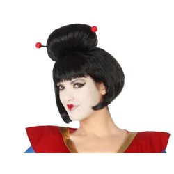 C/PVC PELUCA JAPONESA NEGRA CON PALILLOS