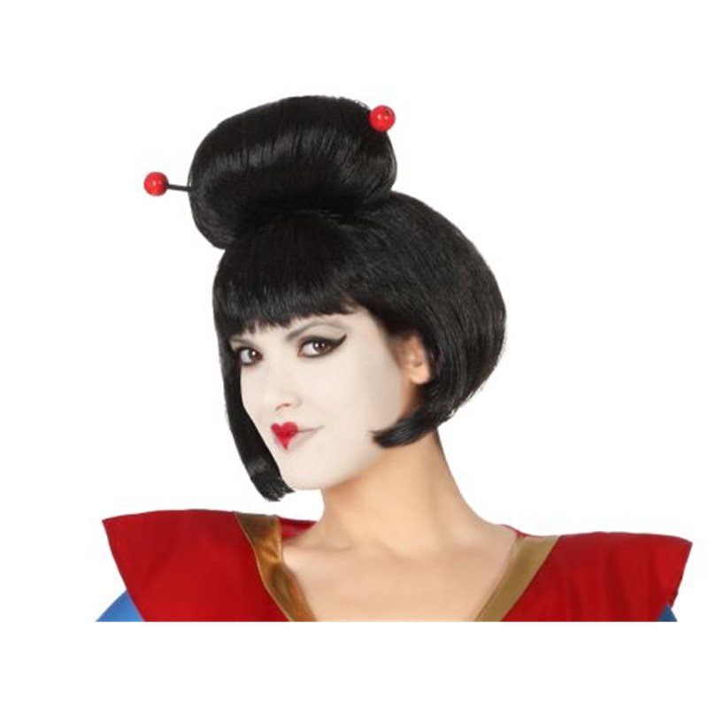 C/PVC PELUCA JAPONESA NEGRA CON PALILLOS