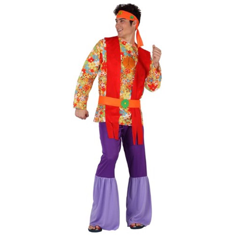 DISFRAZ HIPPIE PSICODELICO TALLA 2. ADULTO