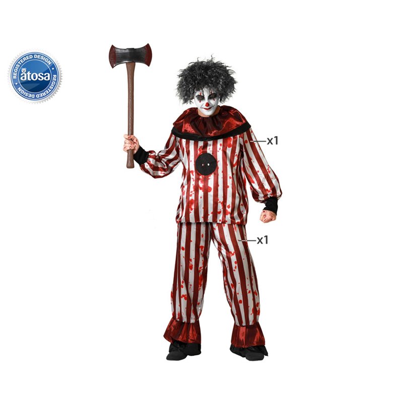 DISFRAZ PAYASO HALLOWEEN ROJO RAYAS