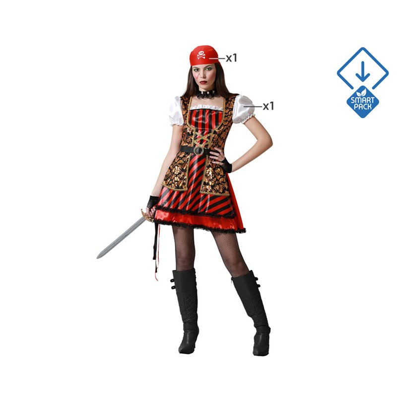 DISFRAZ PIRATA MUJER ADULTO DORADO