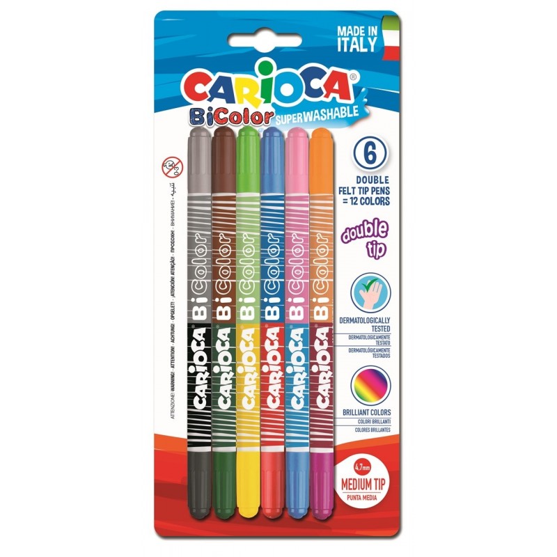 6 ROTULADORES  BI-COLOR 12 COLORES