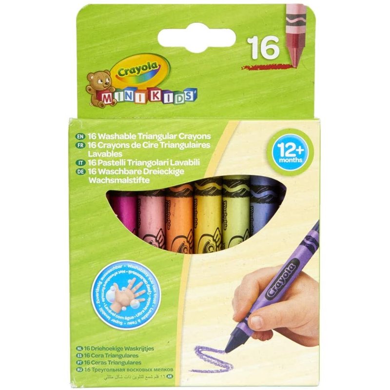 SET 16 CERAS TRIANGULARES LAVABLES MINIKIDS CRAYOLA