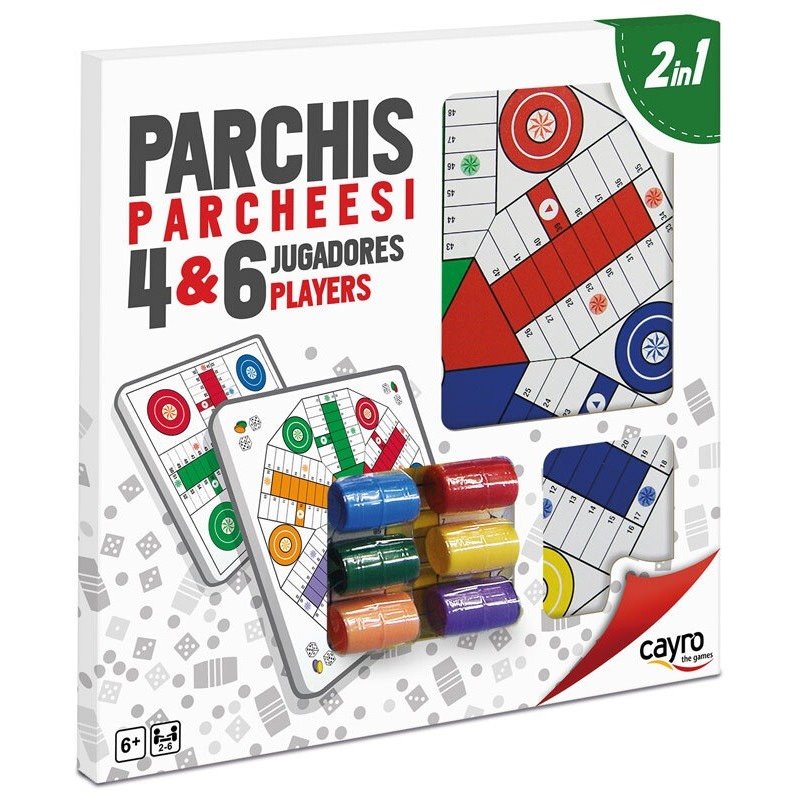 TABLERO PARCHIS MADERA 4-6 JUGADORES CON ACCESORIOS 40x40 CM