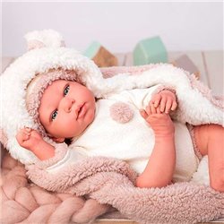 BEBÉ REBORN CON PESO ANNA CON MANTA Y PELUCHE