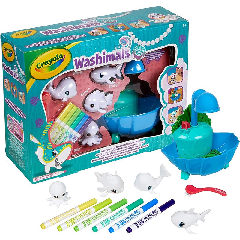 WASHIMALS OCEAN PETS SET ARRECIFE Y 4 ANIMALES MARINOS