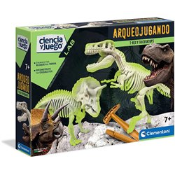ARQUEOJUGANDO 2 EN 1 T-REX Y TRICERATOPS FLUORESCENTE