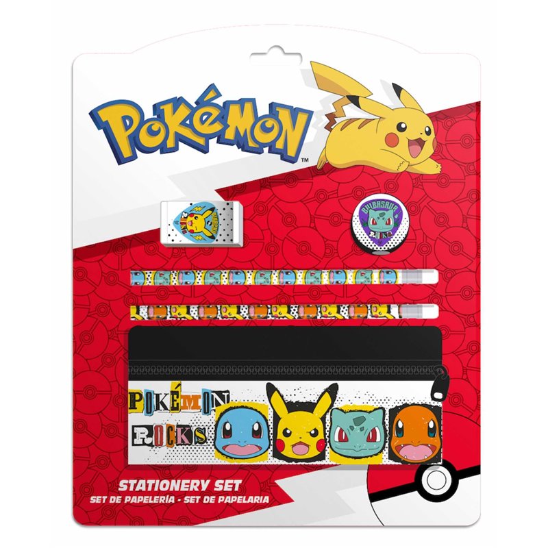 SET DE PAPELERIA CON PORTATODO POKEMON