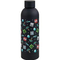 BOTELLA ICONO ACERO INOXIDABLE MINECRAFT NEGRO
