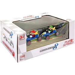 TWINPACK 2 COCHES PULL & BACK MARIO + LUIGI