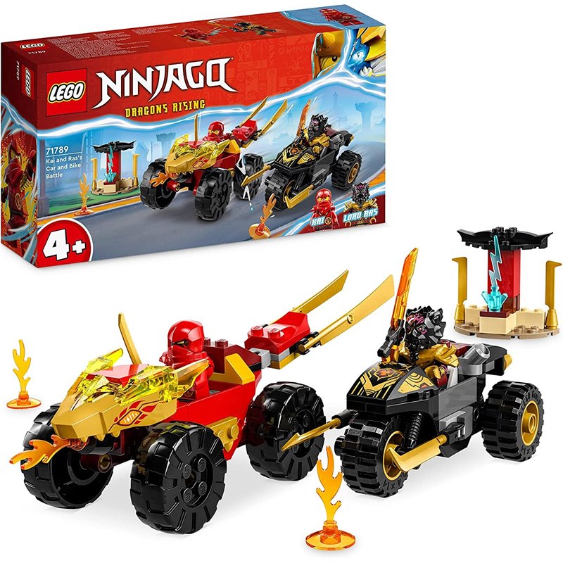 LEGO NINJAGO BATALLA EN COCHE Y MOTO DE KAI Y RAS