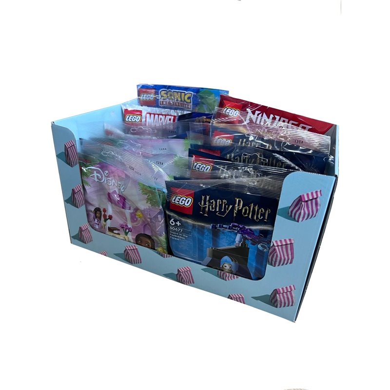 LEGO DISPLAY 30 SOBRES MIX (6.DISNEY-6.NINJAGO-6.SONIC-6.HARRY POTTER-6.MARVEL)