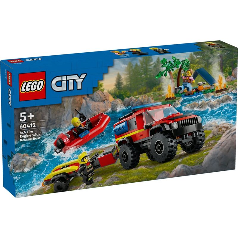 LEGO CITY CAMION DE BOMBEROS 4x4 CON BARCO DE RESCATE
