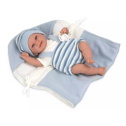 ELEGANCE 35 CM BABYTO AZUL C/MANTA (MUÑECO DE PESO)