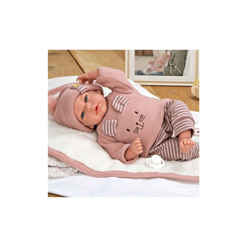 ELEGANCE 40 CM ANDIE ROSA C/MANTA (MUÑECO DE PESO)