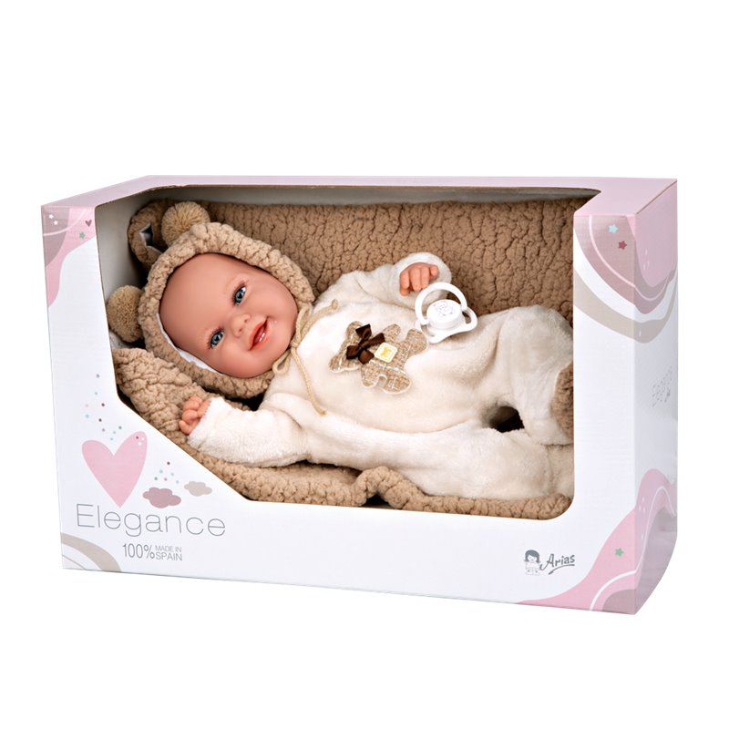 ELEGANCE 35 CM BABYTO MARRON C/MANTA (MUÑECO DE PESO)