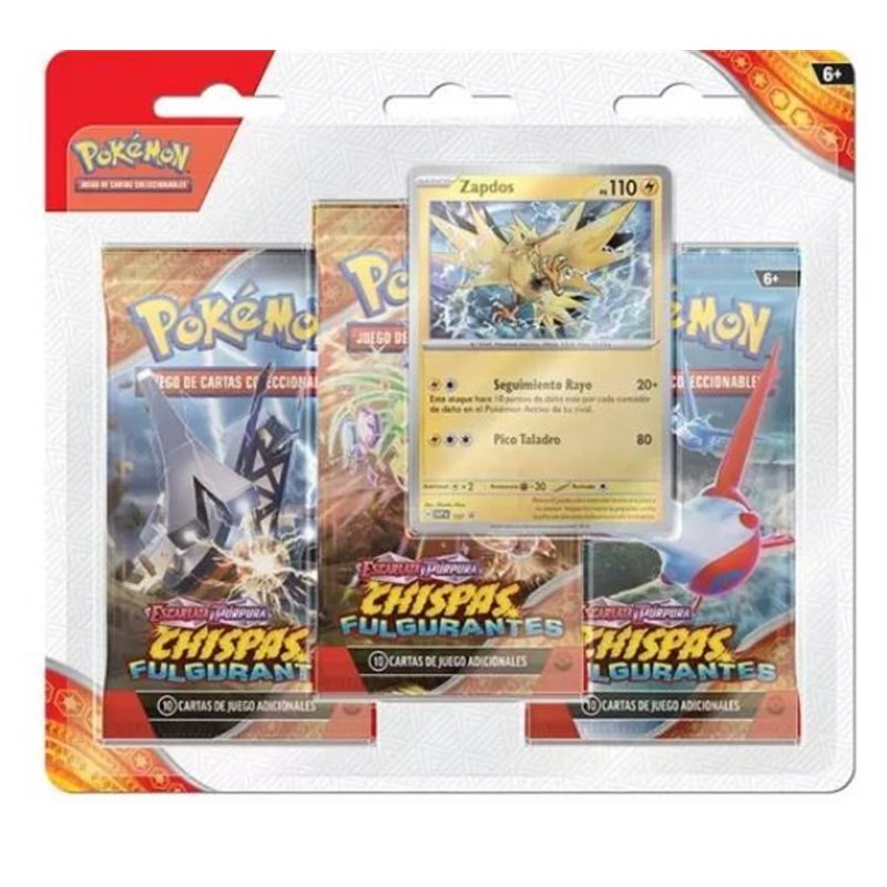 POKEMON COLECCION SV8 - PACK BLISTER 3 BOOSTER CHISPAS FULGURANTES
