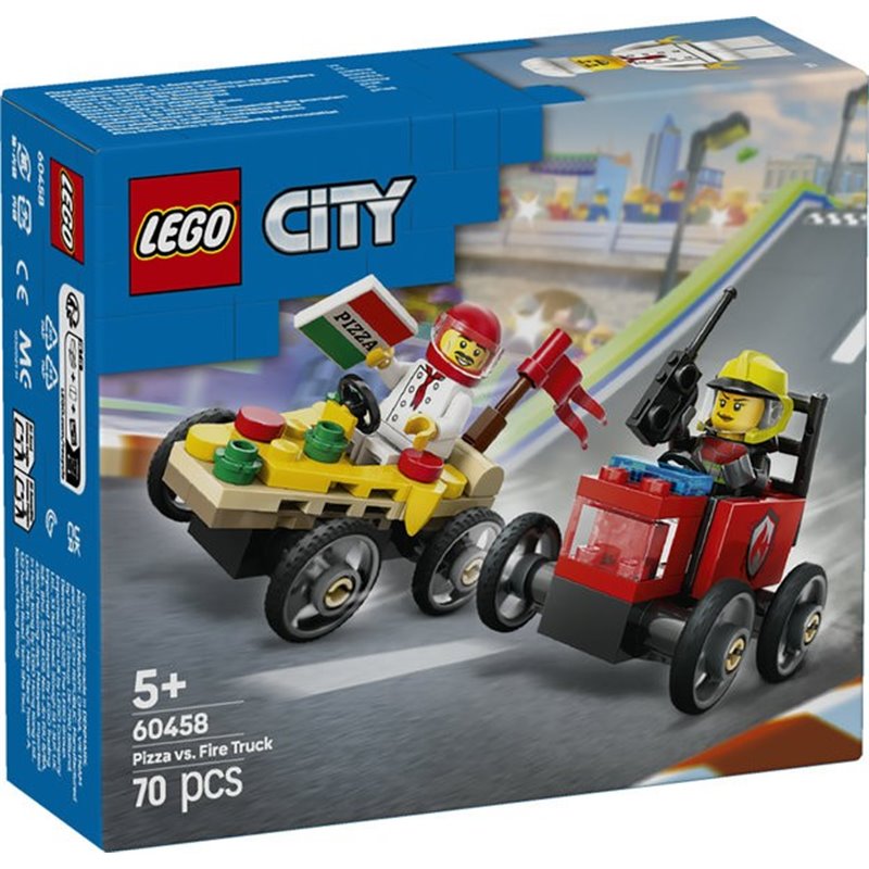 LEGO CITY - PACK DE COCHES DE CARRERAS: PIZZA vs CAMION DE BOMBEROS
