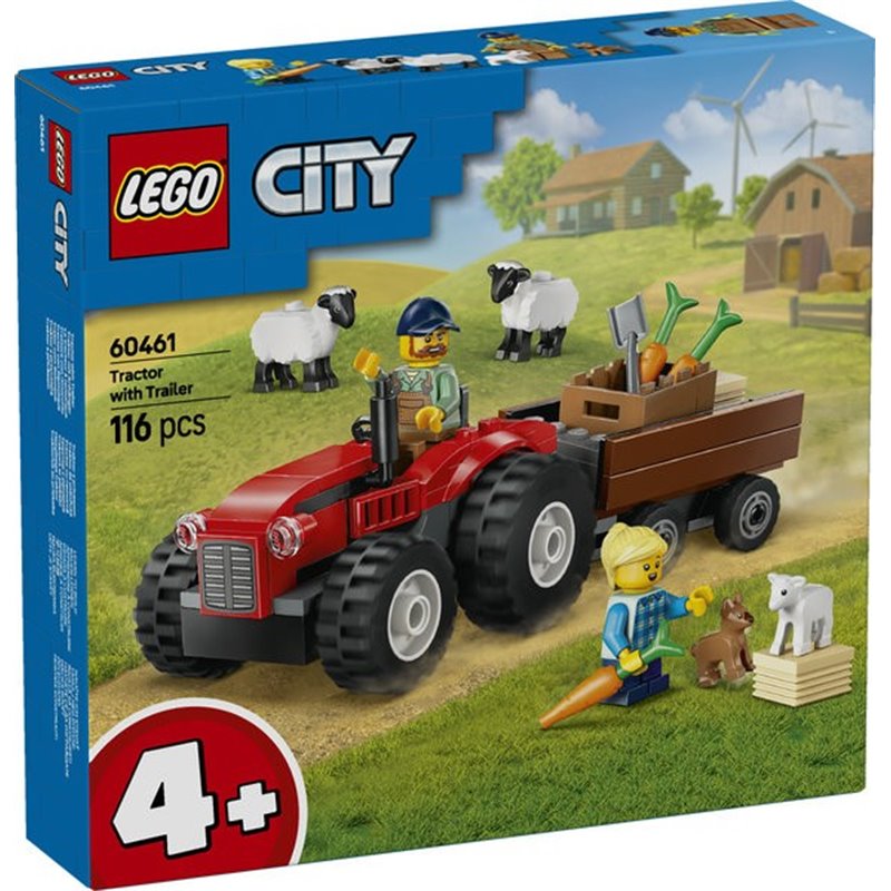 LEGO CITY - TRACTOR ROJO CON REMOLQUE Y OVEJA