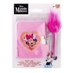 MINI DIARIO MINNIE+BOLIGRAFO POMPOM+CANDADO