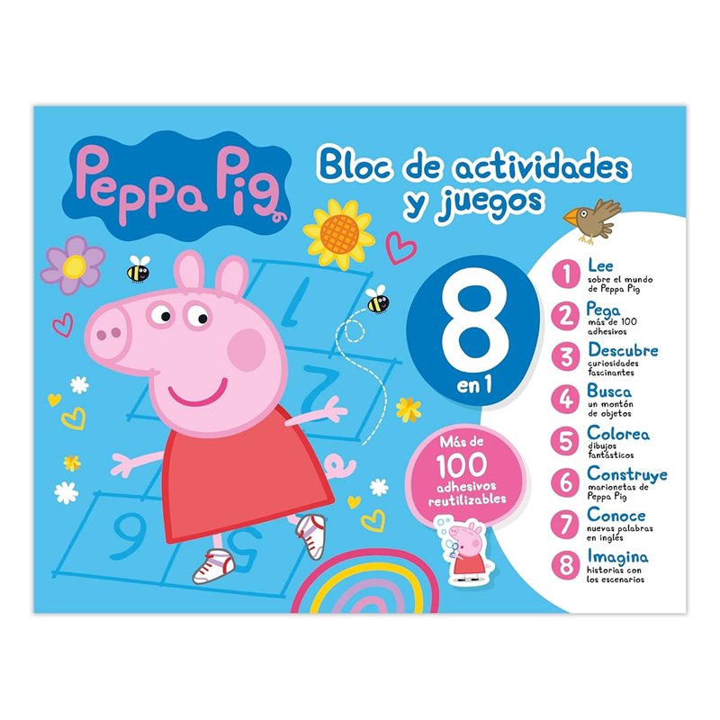 BLOC DE ACTIVIDADES Y JUEGOS 8 EN 1 PEPPA PIG