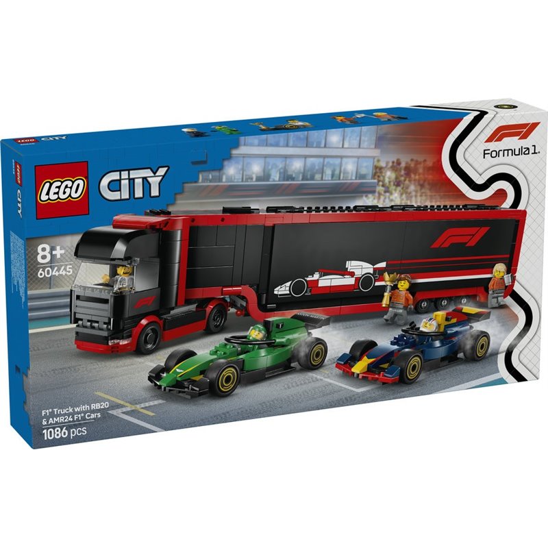 LEGO CITY F1 CAMION DE F1 CON COCHES DE F1-RB20 Y AMR24