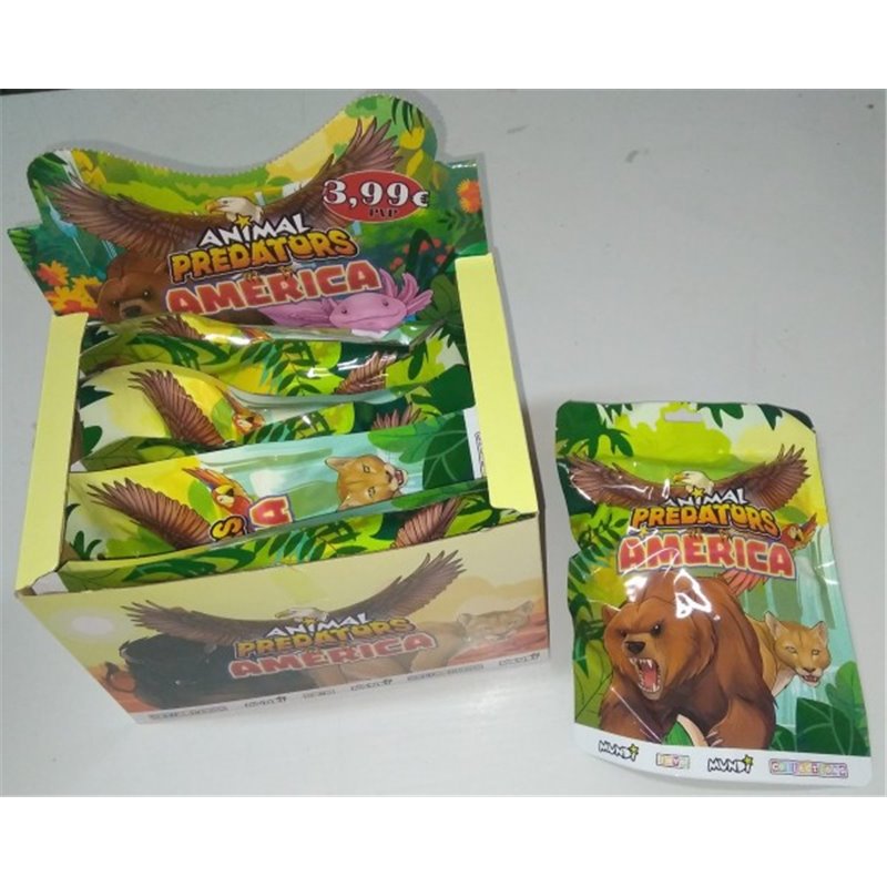 DISPLAY 8 SOBRES ANIMAL PREDATORS AMERICA