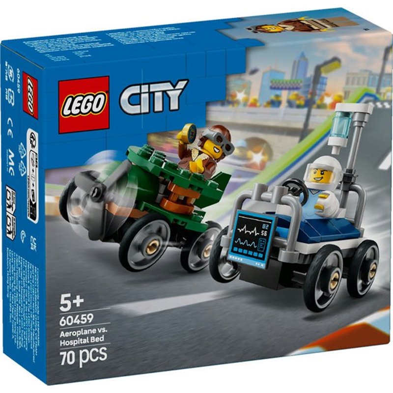 (REACONDICIONADO) LEGO CITY - PACK DE COCHES DE CARRERAS: AVION vs CAMA DE HOSPITAL