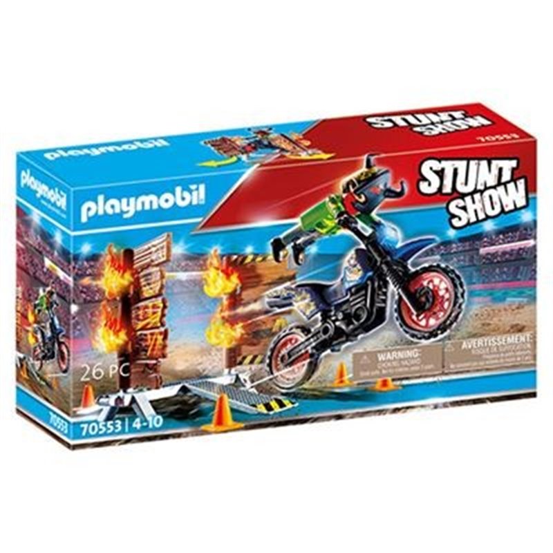 STUNTSHOW MOTO CON MURO DE FUEGO PLAYMOBIL