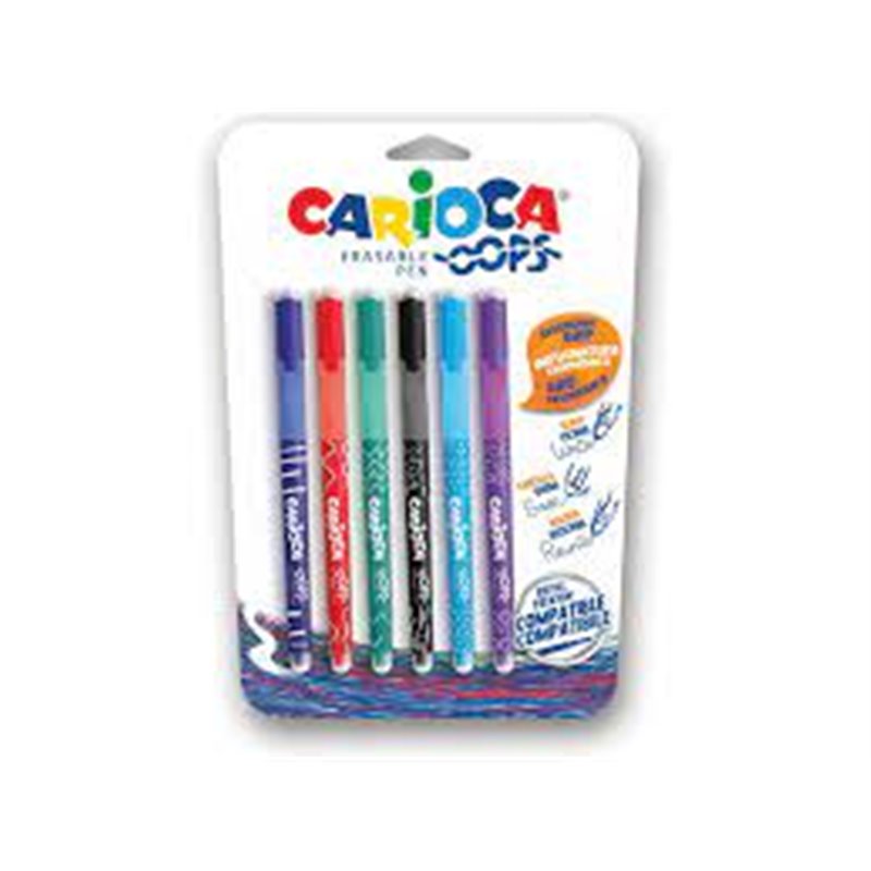 BLISTER 6 BOLIGRAFOS OOPS CARIOCA SURT.