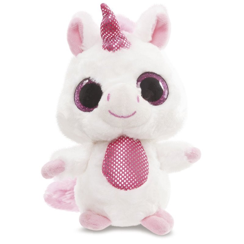 YooHoo & Friends - Peluche con ojos brillantes Unicorn, 13 cm, color rosa (Aurora World 60336)