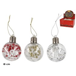 BOLA NAVIDAD 1LED C/GUIRNALDA 8CM 3STD