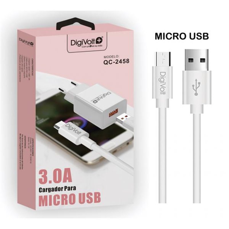 CARGADOR USB 3.0A CON CABLE MICRO USB