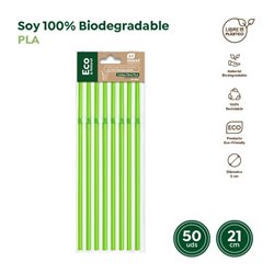 PAJITAS FLEXIBLES BIODEGRABLES VERDE\BLANCO