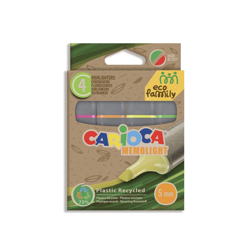 PACK 4 SUBRAYADORES CARIOCA MEMOLIGHT ECO
